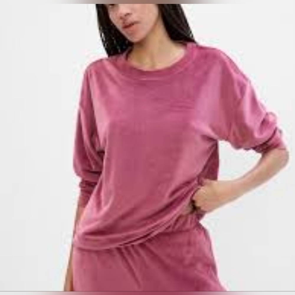 Gap Crew Neck Pink Velour Sweatshirt Size L